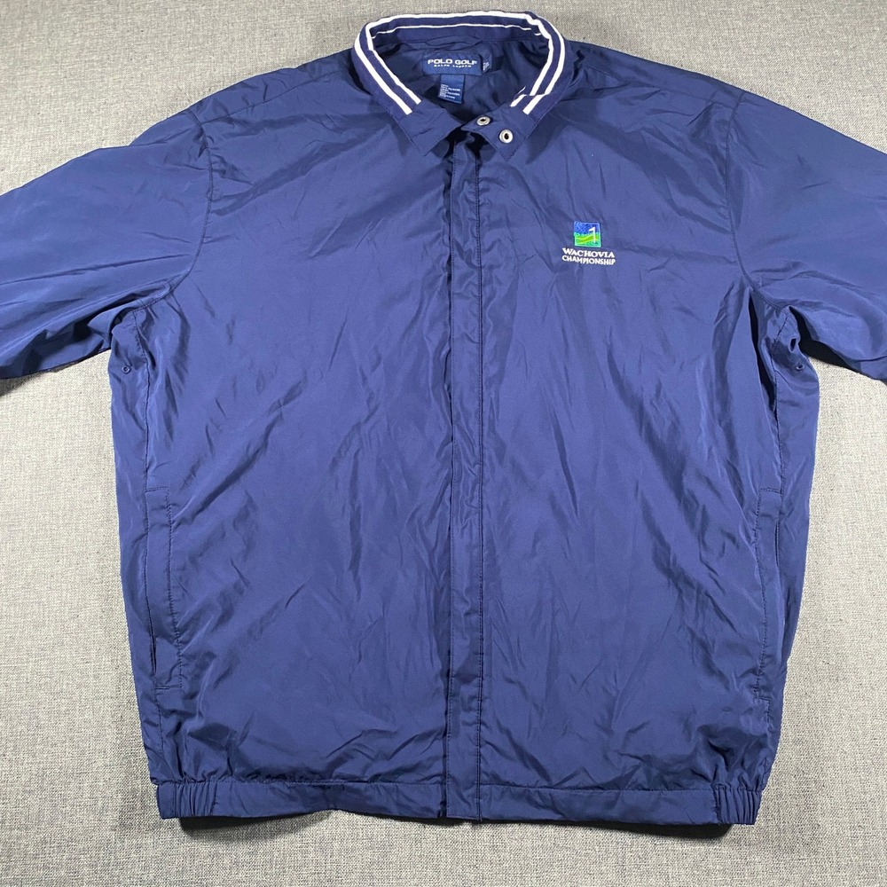 Polo Golf Ralph‎ Lauren Full Zip Windbreaker Mens Large Navy Blue Lightweight